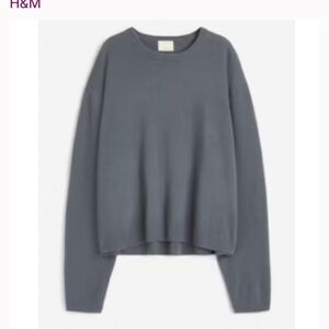H&M Premium Selection Fine-Knit 100% Cashmere Crew Heather Taupe